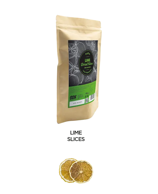 Orsa Drinks DRIED LIME SLICES 100% NATURAL DOYPACK BAG 100g.
