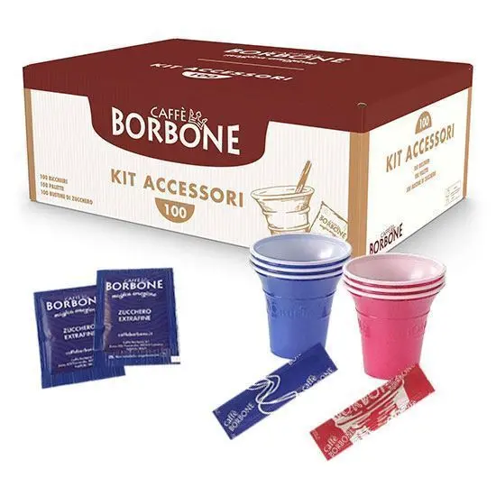 Borbone Kit 100 Bicchieri Palette e Zucchero 