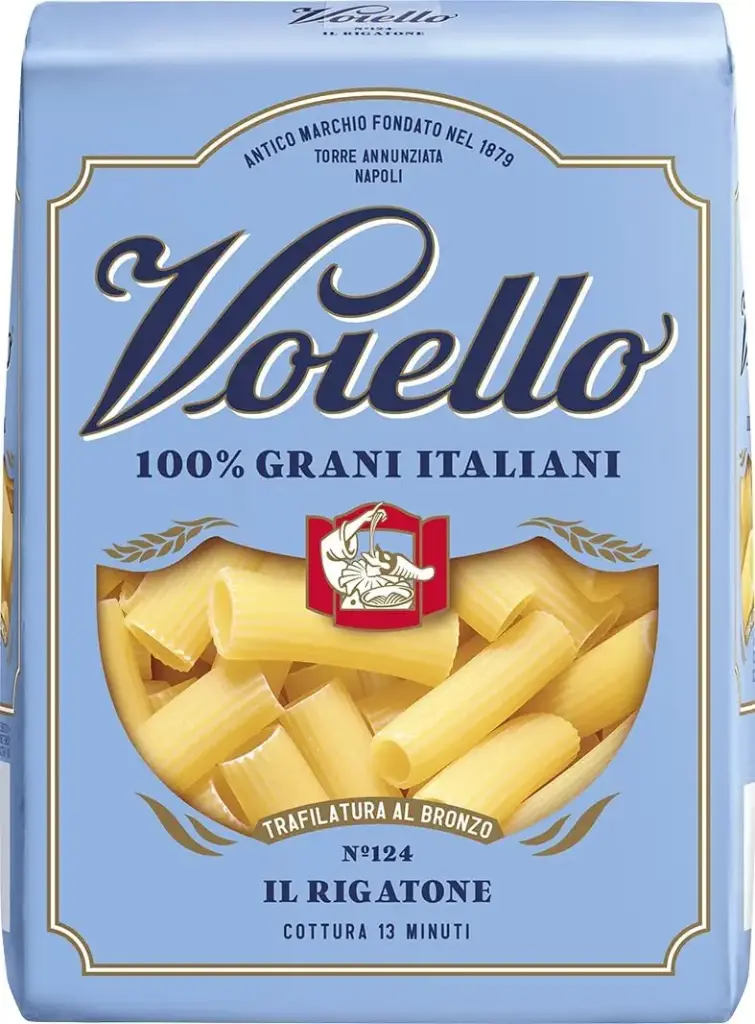Voiello Pasta Rigatoni n° 124 - Conf. 500gr Trafilatura Al Bronzo