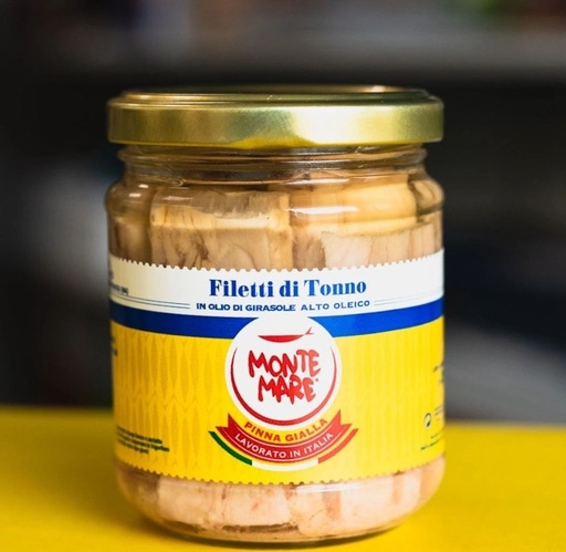 [T180OG] Monte Mare Tonno in Tranci in Olio di Girasole alto oleico - Vetro 180gr